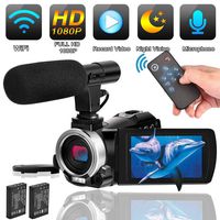 Camcorder Video Camera with Microphone Weton WiFi Vlogging Camera for YouTube Digital Camera Recorder Full HD 1080P 24.0MP 30FPS IR Night Vision Camera 16X Digital Zoom with 2 Batteries and HDMI Cable