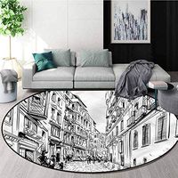 RUGSMAT Cityscape Modern Vintage Rugs,Urban Streets Scenery Living Dinning Room & Bedroom Rugs Diameter-51