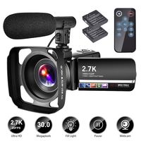 Video Camera Camcorder with Microphone YouTube Camera Recorder 2.7K Ultra HD 20FPS 30.0MP 18X Digital Zoom 3.0" LCD Touch Screen Vlogging Camera