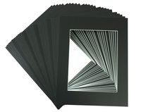 Mat Board Center, 11x14 Picture Mat Sets for 8x10 Photo. Includes a Pack of 25 White Core Bevel Pre-Cut White Core Matte & 25 Backing Board & 25 Clear Bags (Black)