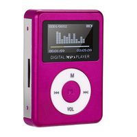 GBSELL USB Mini MP3 Player Stereo LCD Screen Support 2/4/8/16GB/32GB Micro SD/TF Card (Hot Pink)