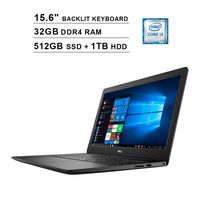 2020 Dell Inspiron 3000 15.6 Inch FHD 1080P Touchscreen Laptop, Intel Core i3-8145U up to 3.9GHz, Intel UHD 610, 32GB DDR4 RAM, 512GB SSD (Boot) + 1TB HDD, Backlit KB, HDMI, WiFi, Windows 10