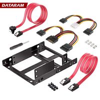 DATARAM 2X 2.5 Inch SSD to 3.5 Inch Internal Hard Disk Drive Mounting Kit Bracket (SATA Data Cables and Power Cables Included)