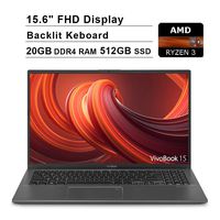 2020 NexiGo Upgraded ASUS VivoBook 15.6 Inch FHD 1080P Business Laptop| AMD Ryzen 3 3200U up to 3.5GHz| 20GB DDR4 RAM| 512GB SSD| Radeon Vega 3| Backlit KB| FP Reader| WiFi| HDMI| Win 10 Home| Grey
