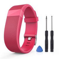 Gealpoor Newest Colorful Flower for Charge HR Bands,Soft Silicone Replacement Adjustable Band Sports Strap for Fitbit Charge HR Large/Small for Womens/Mens/Girls (S, Pink)