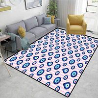 Bigdatastore Evil Eye Print Area Rug Modern, Protective Turkish Bead Figures in Different Shapes Checkered Backdrop, Durable Carpet Area Rug - Living Dinning Room Bedroom Rugs and Carpets(4'x 6')