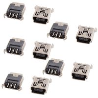 uxcell 10 Pcs Mini USB Type B Female Socket 5-Pin Right Angle DIP Jack Connector