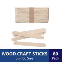 Darice Natural Wood Craft Sticks Jumbo. 80 Pieces, (5.75 Inch)