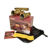 HQRP Opera Glasses s w/Crystal Clear Optic (CCO) 3 x 25 with Built-in Foldable Handle and Red Reading Light (Yellow-Pearl with Gold)