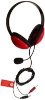Califone 1465269 Listening First Headset with Dual Plugs for Use with Mac and Windows, 3.5 mm, 40MW, 10 KHz, 5-1/2' Cord, Red