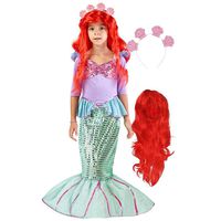 Spooktacular Creations Deluxe Mermaid Costume Set with Red Wig and Headband (Medium (8-10))