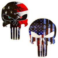 JumpyFire American Flag Punisher Skull Shaped & Stars and Stripes US Flag Car Stickers, 5.9 x 4.3inch Vinyl Decals for Cars & Trucks (B-Series)