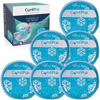 Reusable Gel Ice Packs, 6 Round Hot and Cold Gel Bead Compression Therapy Pads - Small Heating and Icing Relief for Injuries, Migraine Headaches, Pain - Freezer and Microwave Safe - ComfiPak