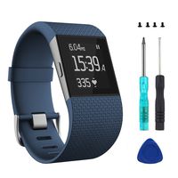 Wizvv Compatible Bands Replacement for Fitbit Surge, with Metal Buckle Fitness Wristband Strap Women Men Large Small (Navy,Small)