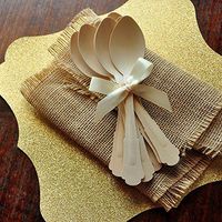 Disposable Wooden Spoons. Barouque Style Wooden Cutlery. Eco Friendly Party Utensils. Set of 25 Spoons.