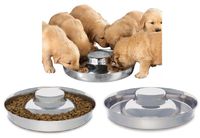 King International Stainless Steel Dog Bowl 2 Puppy Litter Food Feeding Weaning|SilverStainless Dog Bowl Dish| Set of 2 Pieces | 29 cm - for Small/Medium/Large Dogs, Pets Feeder Bowl and Water Bowl