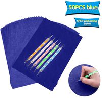 50 Sheets Carbon Transfer Paper,Blue Carbon Copy Paper Tracing Paper with 5pcs Double-end Embossing Stylus for Wood,Paper,Canvas and Other Art Surfaces (8.3 x 11.7 inch)