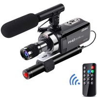 OsxoBear Video Camera Night Vision Camcorder up to 100Meters Viewing Distance,Video Camcorder with Monocular Telescope,External Powerful Infrared Spotlight,External Microphone,Remote Control,32GB Card