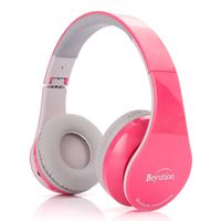 New Pink Color Beyution513@ Over-Ear- HiFi Stereo-Built in Clear Mic-Phone-Pink Bluetooth V4.1 Headphones Headset
