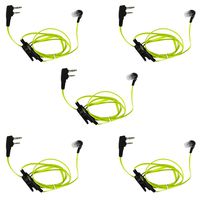 KENMAX 2 PIN Noodles Cable Earpiece Headset Green for Baofeng BF-F8HP UV-6R Wouxun KG-UV6D KG-UV899 (5 Pack)