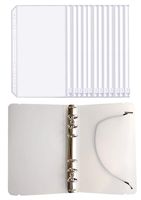 FJCA 12pcs Plastic Clear Binder Envelopes 4 1/5 x 6 3/4 Loose Leaf Bags Budget Envelope System, with Binder Cover