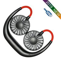 DCONMEE Hands Free Fan Rechargeable Portable USB Fan Neckband Mini Neckband Personal Fan, Headphone Design Wearable Portable 360 Degree Free Rotation (3 Speeds, 4-12 Working Hours) (Black)