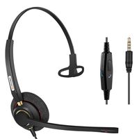 Arama 3.5mm Cell Phone Headset Mono, Pro Noise Canceling Mic and in-line Controls Corded Truck Driver Headsets for iPhone, Samsung, LG, HTC, BlackBerry Mobile Phone and iPad Tablets Skype A800J35