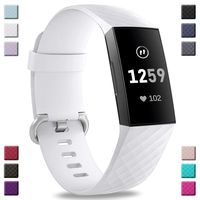 Hamile Bands Compatible with Fitbit Charge 3, Waterproof Replacement Watch Strap Fitness Sport Band Wristband for Fitbit Charge 3, Small, White