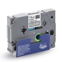 Exsun Compatible Label Tape Replacement for Brother P-Touch TZE Tape TZE-135 TZe 135 Laminated Labeling Tape Work with P Touch PT-D210 PT-H110, 0.47" (12 mm) x 26.2' (8m), White on Clear, 1-Pack