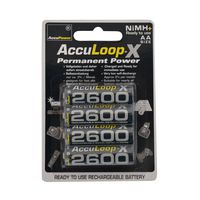 AccuPower AA NiMH AccuLoop 2600 mAh Rechargeable Batteries Precharged AL2600-4