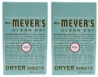 Mrs. Meyers Clean Day Dryer Sheets, Basil (2 Pack (80 Sheets))