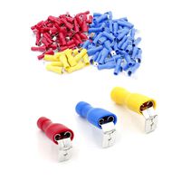 Baomain Fully Insulated Connector Piggy Back Spade Cable Lugs Set tabs Receptacles 6.3mm 0.5-6.0mm² 100 Pcs
