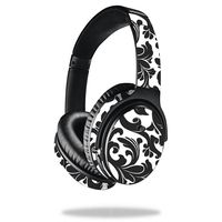 MightySkins Skin Compatible with Bose QuietComfort 35 Headphones - Black Damask | Protective, Durable, and Unique Vinyl Decal wrap Cover | Easy to Apply, Remove, and Change Styles | Made in The USA