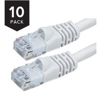 Buhbo 1 FT CAT 5E UTP Ethernet Network Booted Cable (10-Pack), White