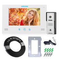 VANSOALL 7 Inch Video Door Phone Intercom, Clear LCD Monitor Wired Video Doorbell Kits, IR Night Vision Camera Door Bell Intercom for Villa Home Security,Support Monitoring,Unlock + 5M Cable