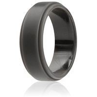ROQ Silicone Wedding Ring for Men by, Singles Silicone Rubber Band Step Edge - Grey - Size 9