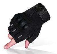 TitanOPS Fingerless Hard Knuckle Motorcycle Military Tactical Combat Training Army Shooting Outdoor Gloves (Black Fingerless, M)