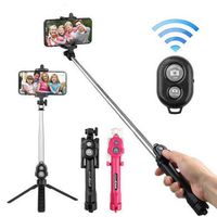 Suines Wireless Bluetooth Selfie Stick Handheld Foldable Monopod Mini Tripod Clip Holder Monopods
