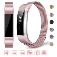 Tinkel Replacement Metal Bands Compatible with Fitbit Alta and Alta HR Stainless Steel Metal Bracelet Strap Adjustable Replacement Strap for Women Men - Pink