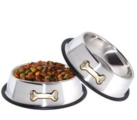 GPET Dog Bowl 32 Oz Stainless Steel Bowls with Anti-Skid Rubber Base for Food or Water Perfect Dish for Dog Puppy Cat and Kitten (2 Pack)