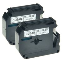 NineLeaf 2PK Replacement Label Tape Compatible for Brother PT-65 PT-70 PT-80 PT-85 PT-90 Printers M-K121 MK121 Black on Clear (3/8inch 9mm)