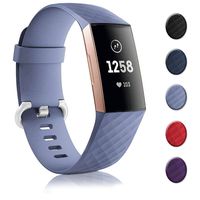 Bands Replacement Compatible for Fitbit Charge 3, Adjustable Wrist Accessories Sport Wristbands for Women&Men (Large, Gray)