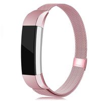 LNOOIU Bands Compatible with Fitbit Alta, Replacement for Alta HR Stainless Steel Bands Adjustable Accessory Wristband for Alta Bracelet Women Men Girls Boys (Rose Pink Small)