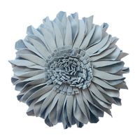 JWH 3D Sunflower Applique Accent Pillow Handmade Cushion Round Decorative Pillowcase with Pillow Insert Home Bed Living Room Couch Chair Decor Festival Gift 13 Inch / 33 cm Velvet Light Blue