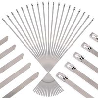 Swpeet 50Pcs 14 Inch Stainless Steel Exhaust Strap Wrap Coated Locking Cable Zip Ties Perfect for Automotive Parts, Home Repair, Computer Repair