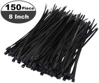 150 Pieces Multi-Purpose Cable Zip Ties 8 Inch,Self Locking Black Zip Ties with 50 Pounds Tensile Strength