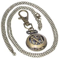 Fashion Quartz Bronze Antiques Double Sword Cross Men and Students Hollow Out Clamshell Necklace Pocket Watches 1 PC Necklace 1 PC Key Clip Pendant Watch Fob Nurse Watch
