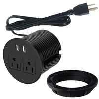 Power Grommet for Desk, Desktop Power Data Outlet with 2 AC Outlets and 2 USB Ports 6'ft Heavy Duty Power Cord