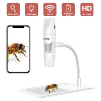 Wireless Digital Microscope, 50X to 1000XUSB Digital Microscope, Flexible Arm Observation Stand with 1080P HD 2.0 MP 8 LED Camera, Mini Handheld Microscope Camera for Android and iOS Smartphone or Tab