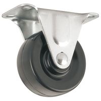 Heavy Duty Rubber Caster Wheel with Rigid Non-Swivel Top Plate  - 2-Inch -  125 lb. Load Capacity